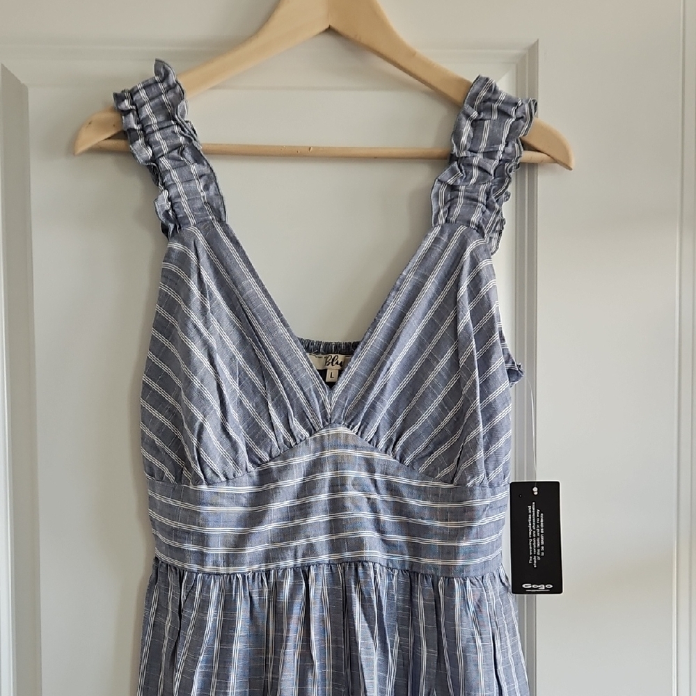 Blue Striped Sleeveless Romper